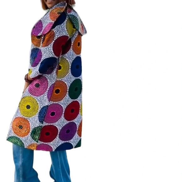 Kweenzyafrik Vintage Luxury Ankara Multi patterned  studded cape open jacket - Picture 17 of 17